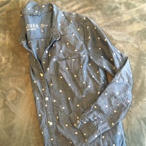 Polka Dot Chambray Shirt